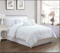 Grand Linen Full Size White 7 Piece Bed Set,