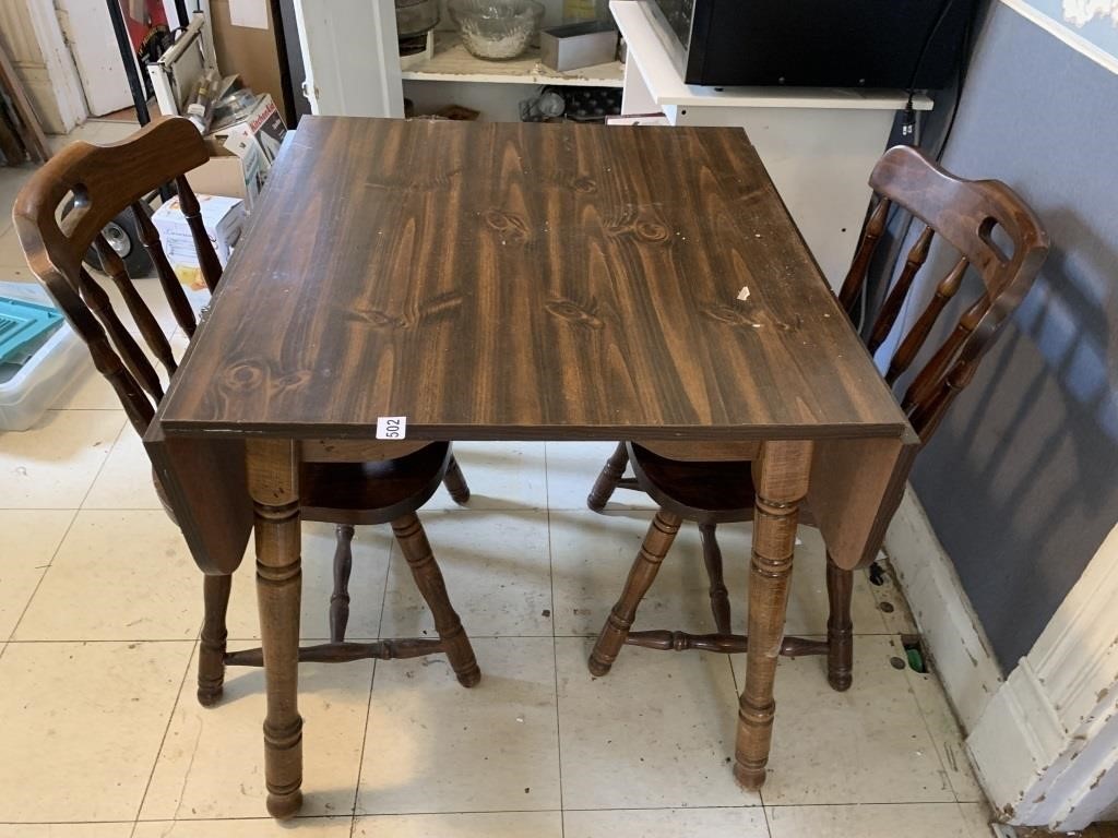 DOUBLE DROP SIDE TABLE WITH 2 MATCHING CHAIRS