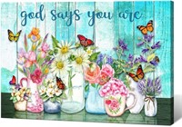 God Says You Are Watercolor Butterfly Wall Art