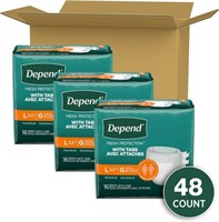 Depend Incontinence Protection, Unisex, Large,48ct