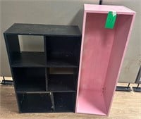 Pink Wood Box & Black Cube Shelf