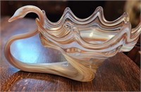 Blown Glass Swan Bowl