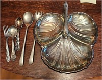 Silver Platter with Serving Utensils