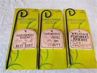3 ASSORTED GARDEN MARKERS w/SAYINGS, NEW OLD STOCK