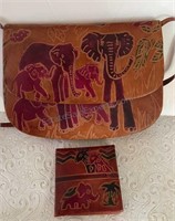 Genuine Tooled Leather Crossbody and Change Purse