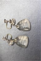 Pair of Crystal Carved Earrings