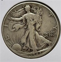 OF) 1942 Walking Liberty half dollar-fine