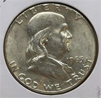OF) 1963 Franklin half dollar-AU
