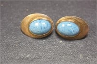 Pair of Turquoise and Sterling Earrings