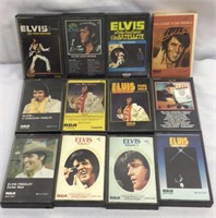 F9)  Elvis cassette tapes. Count of 12.