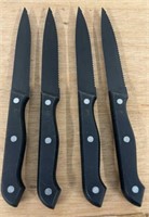 C13) SET of 4 “Black on Black” Steak Knives