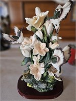 Ceramic Hummingbirds with Flowers
