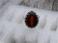 Agate Ring .925 Sterling Silver Plated Size 6 1/2