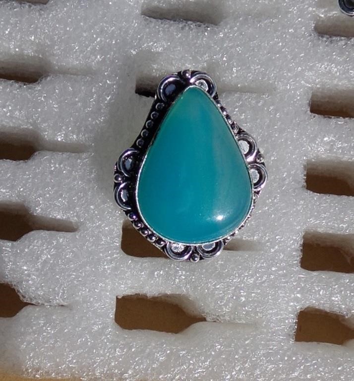 Agate Ring .925 Sterling Silver Plated Size 7