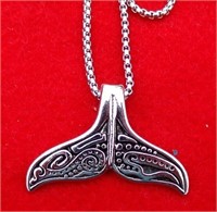 Whale Tail Necklace (Tail 1 1/4" X 2" )