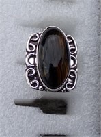Agate Ring .925 Sterling Silver Plated Size 6