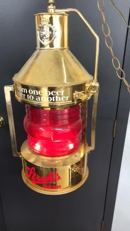 Vintage Strohs Beer Rotating Lantern Bar Light