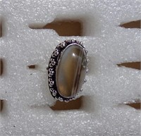 Agate Ring .925 Sterling Silver Plated Size 7