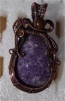 Amethyst Pendant Copper Wire Wrapped