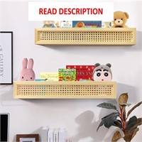 $40  24 Rattan Shelf Set - Boho Floating Bookshelf