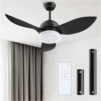 ROMASS Ceiling Fan With Light Remote LED Black