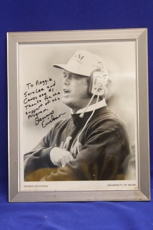 Framed Autograph of Dennis Erickson