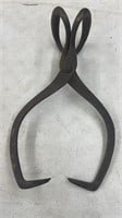 Antique steel forged ice tongs