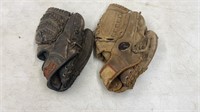 Old Rawlings and McGregor baseball gloves