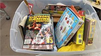 Tote of puzzle magazines walking cane