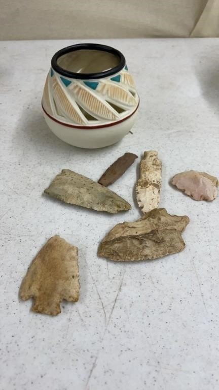 Arrow heads and southwestern small pot