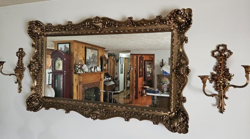 Mirror with 2 Candelabras