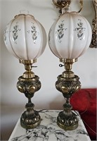 Brass Lamp with Glass Globes Set