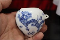An Antique Chinese Porcelain Dragon Bird Feeder