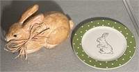 Bunny Figurine With Plate