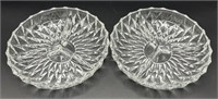 2 Crystal Divided Serving Dishes