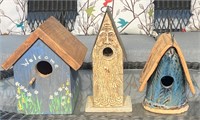Assorted Ceramic , Wood And Metal Bird Houses