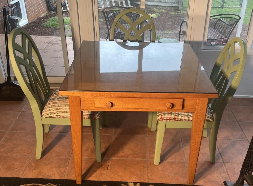 Wooden Table With 3 Chairs