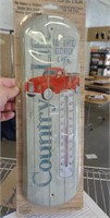 5" X 17" METAL THERMOMETER - RED TRUCK