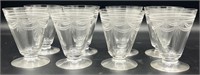 8 Vintage Art Deco Etched Crystal Glasses