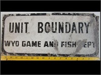 WYO GAME & FISH METAL UNIT BOUNDRY SIGN