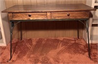 MCM Wooden Desk With Metal Base