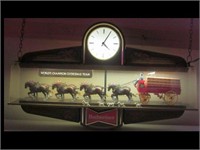 DOUBLE SIDED BUDWEISER LIGHTED CLOCK SIGN - 35" X