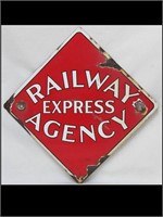 OLD PORCELAIN RAILWAY EXPRESS CART SIGN