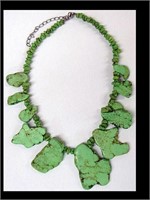 HUGE GREEN TURQUOISE & OTHER STONE BEADED NECKLACE