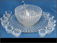 NICE HEISEY MARKED PUNCH BOWL, 12 CUPS AND LADLE