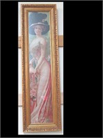 FRAMED YARD LONG GIBSON GIRL TYPE PICTURE-38"X 11"