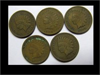 LOT OF 5 INDIAN HEAD PENNIES