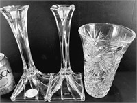 Vase 8" cristal PINWHEEL+2 chandeliers 10" cristal