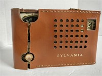 Sylvania transistor radio in leather case