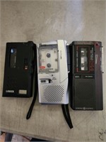 Three microcassette recorders: Lanier, JWin,